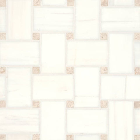 Bedrosians Marble 11.22"x11.22" Jumbo Basket Weave Mosaics Honed Dolomite / White Sand