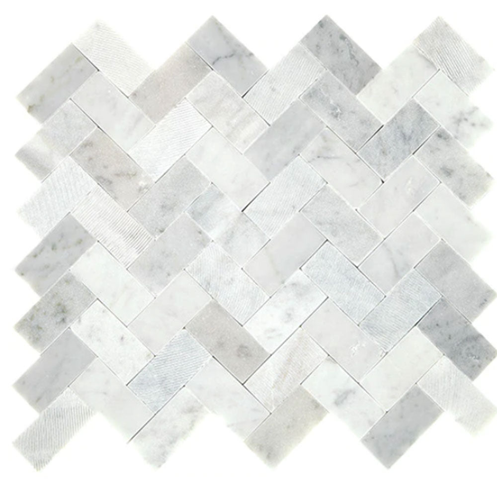 Daltile Minute Mosaix 11" X 10" Herringbone Carrara White