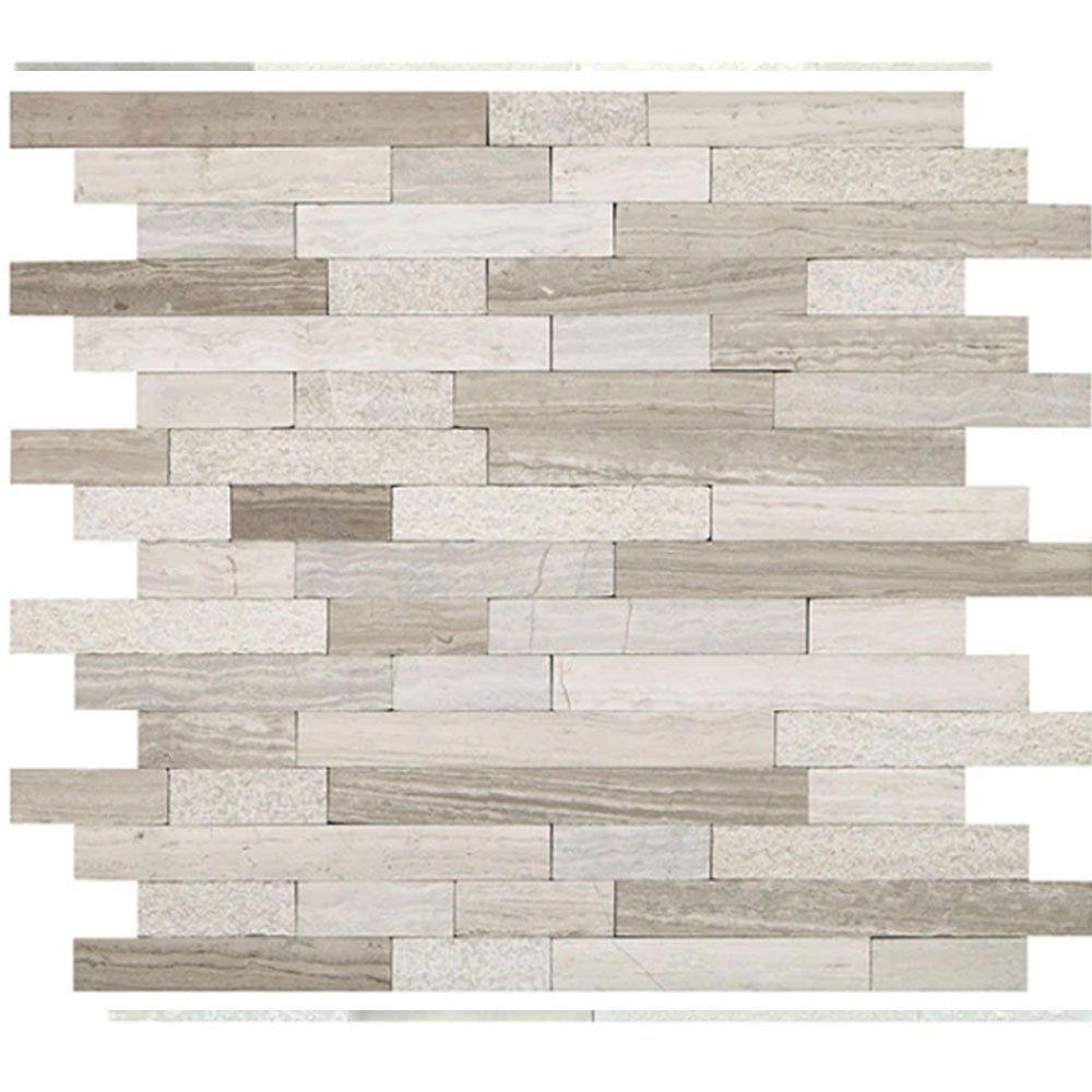 Daltile Minute Mosaix 12" X 12" Random Linear Chenille White