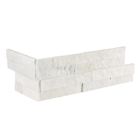 Bedrosians Slate 6" X 24" Ledger Corner Split Face Glacier White